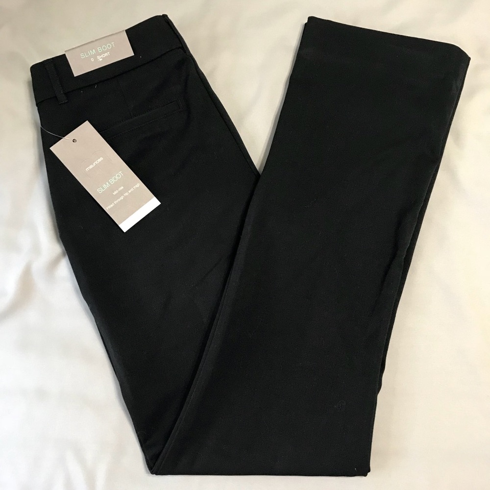 Slim bootcut black dress pants
